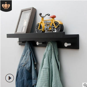 Wooden Shelf with Rounded Hooks