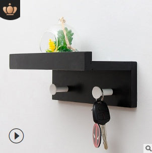 Wooden Shelf with Rounded Hooks