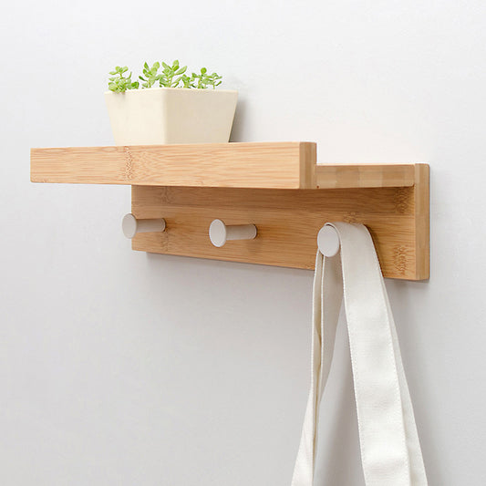 Wooden Shelf with Rounded Hooks