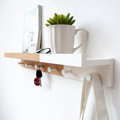 Wooden Shelf with Rounded Hooks