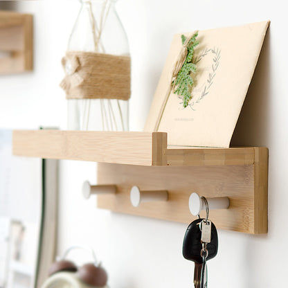 Wooden Shelf with Rounded Hooks