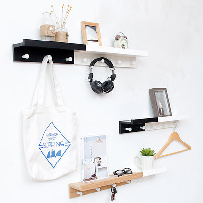 Wooden Shelf with Rounded Hooks