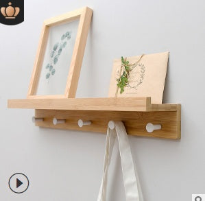 Wooden Shelf with Rounded Hooks