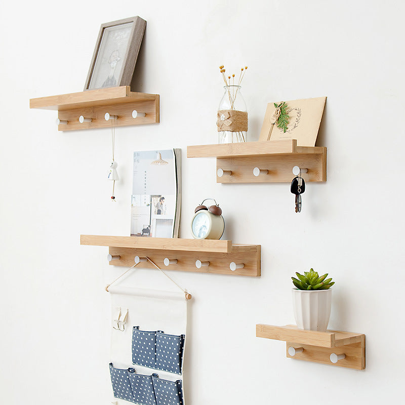 Wooden Shelf with Rounded Hooks