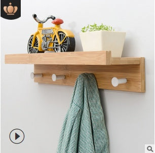 Wooden Shelf with Rounded Hooks