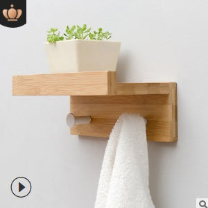 Wooden Shelf with Rounded Hooks