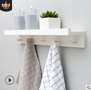 Wooden Shelf with Rounded Hooks