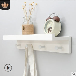 Wooden Shelf with Rounded Hooks